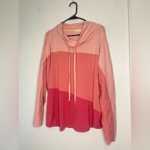 OVLA PINK COLORBLOCK HIGH TIE NECK SWEATER SZ 1X